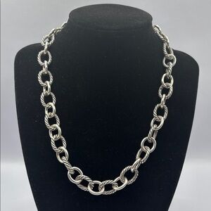 David Yurman Sterling Silver Round & Oval Link Chain Necklace 17”